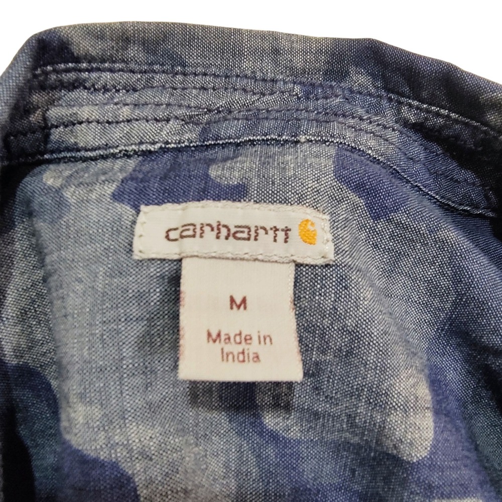 Carhartt Bue Camo Button Down Casual Shirt Top Outdoors Fall Winter Outdoors - M - Picture 8 of 11